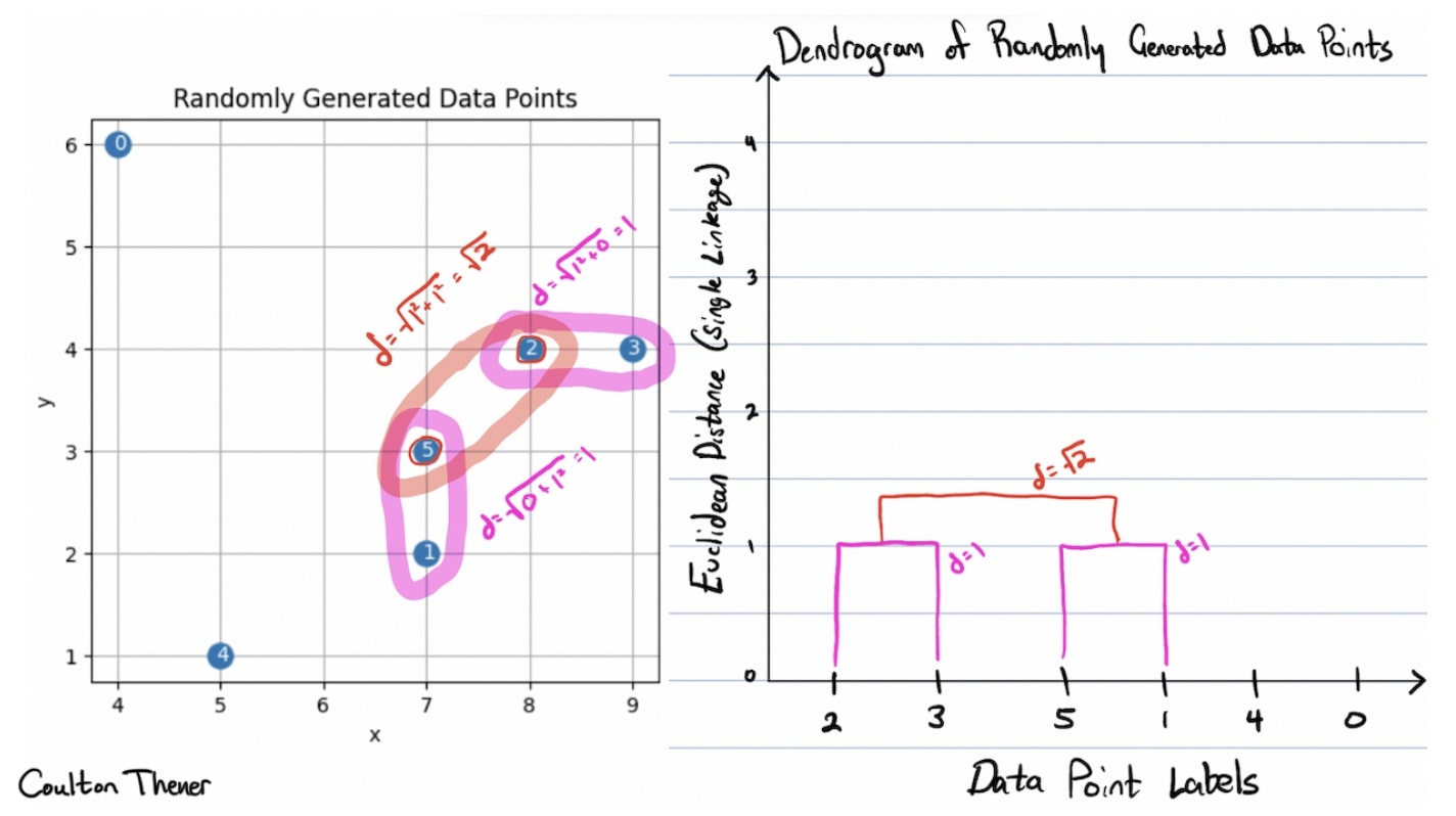 Scatterplot and dendrogram